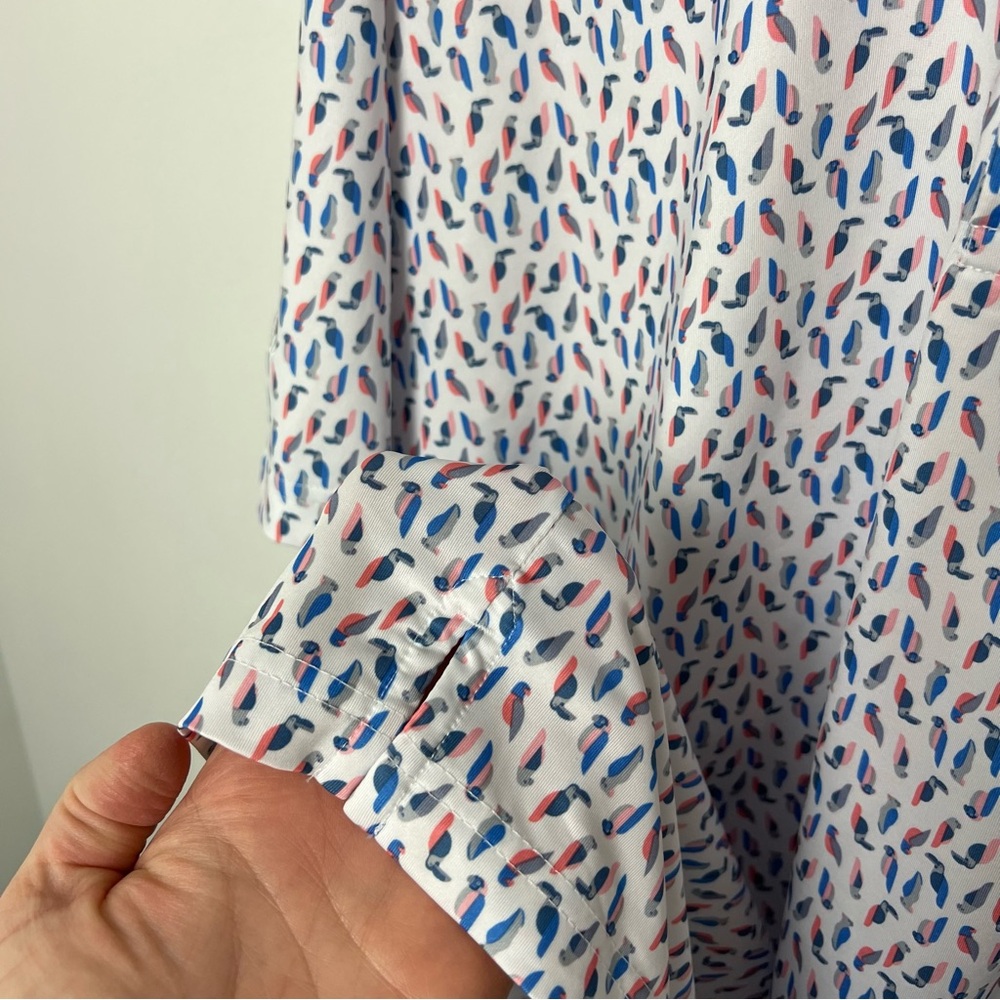 Men's bright white regatta Callaway,‎ golf shirt, size xl, blue birds patterned - Picture 4 of 7